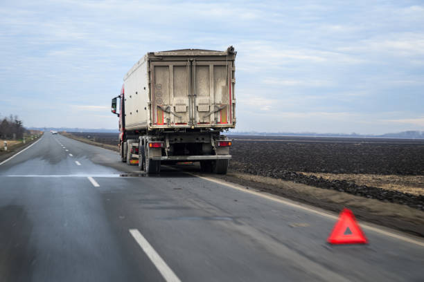 istock Truck on the road with tire defect 1919794053