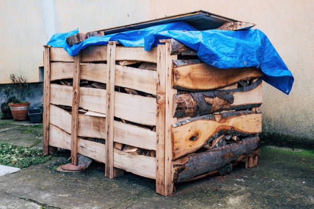 istock Stacked firewood in wooden crate box 1919795197