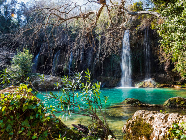 istock Beautiful waterfall. No people. Sunny weather 1919811224