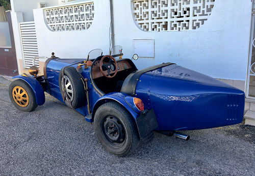 Bugatti Type 35 vintage 1920s race car. The Bugatti Type 35 was a very successful racing car in its time and was produced in a number of different versions. Photo taken in Lagos - Algarve in Summer of 2023