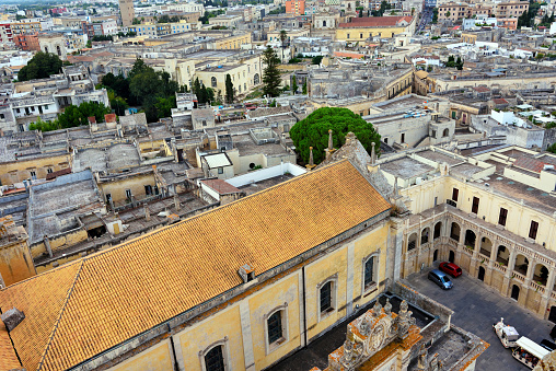 panorama seen from the top of the bell tower can be reached by lift Lecce Italy