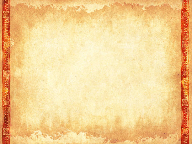 istock Horizontal or vertical grunge background with border with ethnicity ornament and paper texture of yellow color. Retro backdrop with african tribal motifs frame. Mock up template. Copy space for text 1920001676