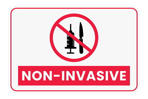 Non Invasive Sign, Label, Poster, Vector Stock Illustration.