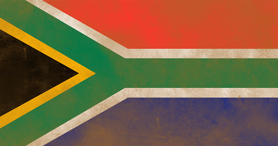 Vintage Style Rustic South African Flag Vector Stock Illustration.