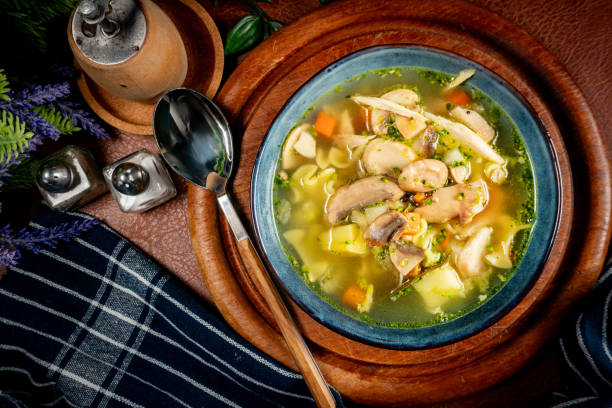 istock Delicious mushroom soup with dill. 1920043993