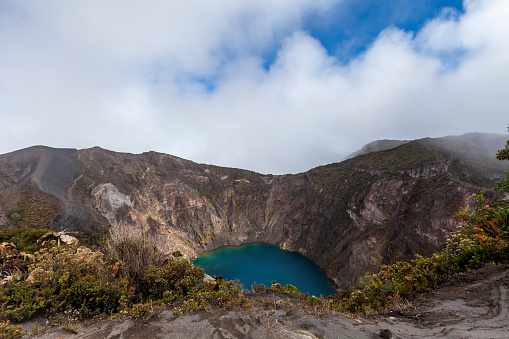 irazu volcano lake in the clouds of costa rica.