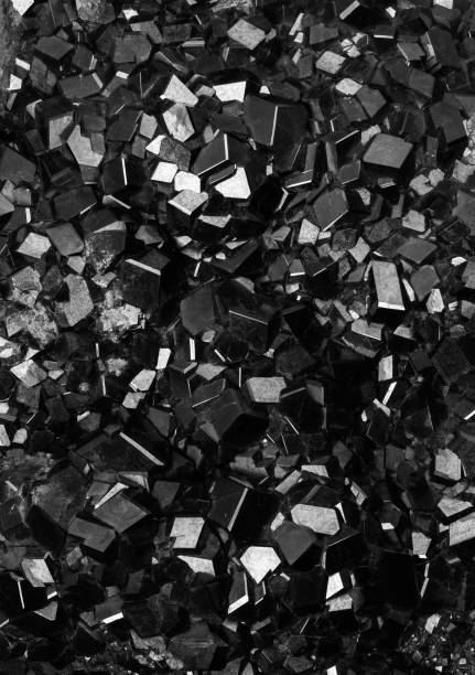 Black andradite garnet mineralogy material crystals.