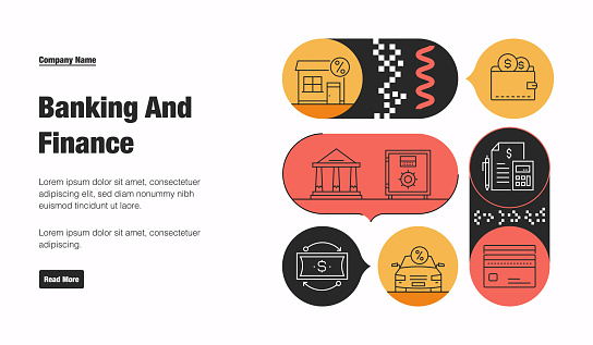 Bank Header Image Banking And Finance Related Vector Banner Design Concept Global ...