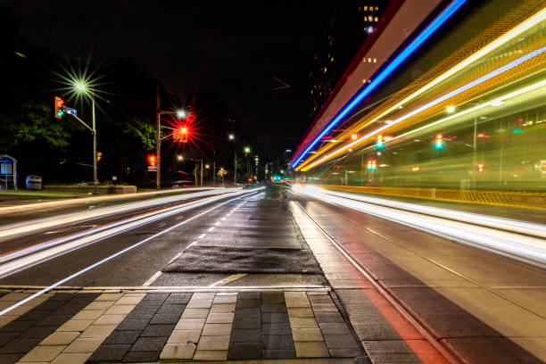 istock Moving Streetcar Long Exposure Night 1920138903