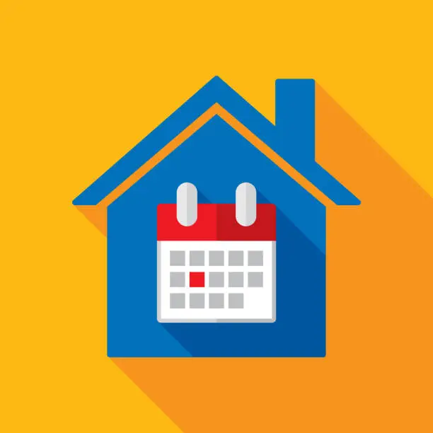 Vector illustration of House Calendar Icon Flat