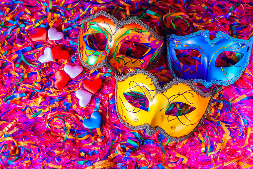 Brazilian Carnival concept. Carnival mask in illustrative background. High quality photo