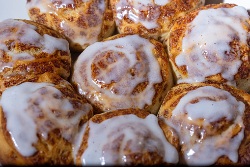 Fresh-baked cinnamon rolls with icing