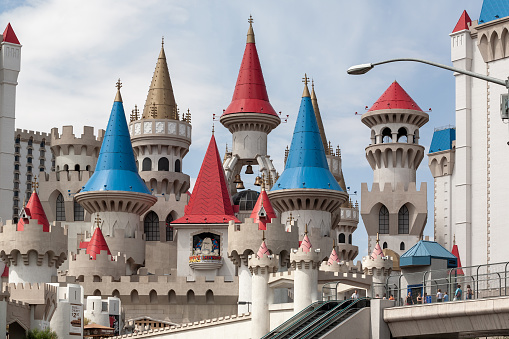 Seoul, South Korea - 15 July 2022: The castle in Magic Land, an outdoor amusement park of Lotte World
