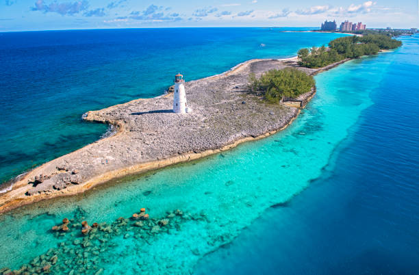 Nassau port lighthouse on the Paradise Island, Bahamas Nassau port lighthouse on the Paradise Island, Bahamas atlantis bahamas stock pictures, royalty-free photos & images