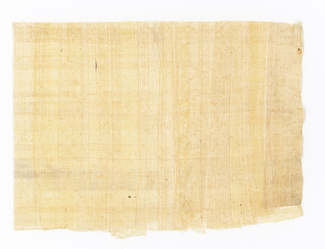 Horizontal handmade papyrus paper from Egypt, isolated on white