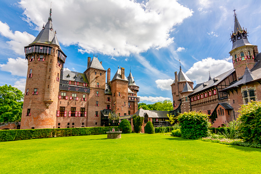 Utrecht, Netherlands - June 2019: Medieval De Haar castle and gardens