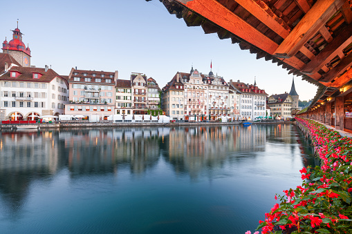 Lucerne, Switzerland in the early morning on the Ruess RIver.
