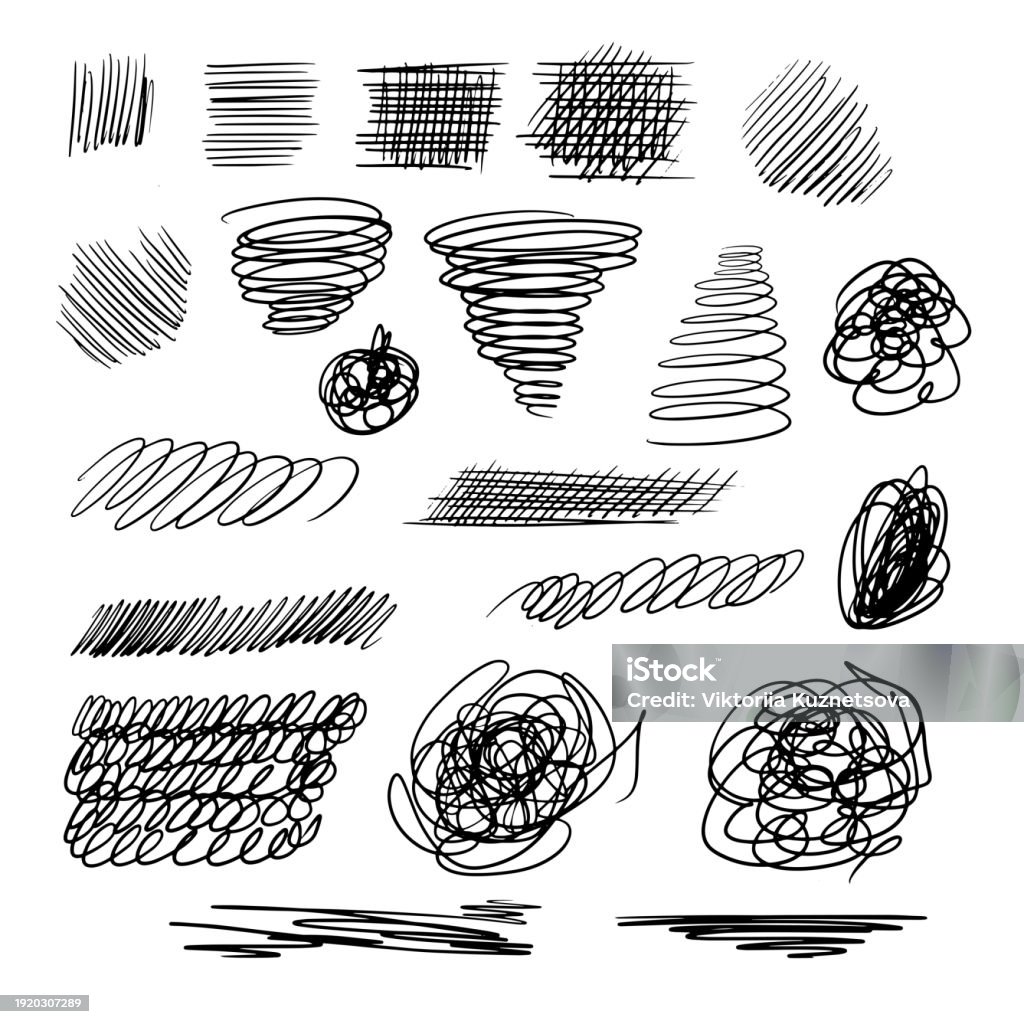 Vector Scribbler Hand Drawn Scribble Set Vector Illustration Isolated On White ...