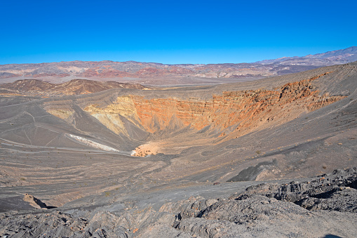 Ubehebe Volcanic Crater in a Desert Landscape in Death Valley National Park in California