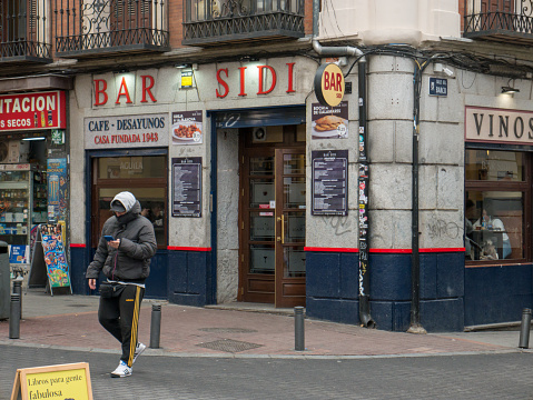 MADRID, SPAIN, 31 , December , 2023: People walking outdoors in the center of Madrid on a cold winter morning.