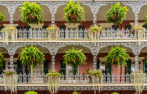 istock Traditional wrought iron balcony on brick New Orleans house 1920332279