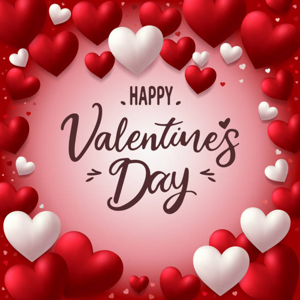 istock Valentine's Day. Postcard with red and white hearts. Holiday card, romantic, wedding design elements. Symbol of love. 1920334678