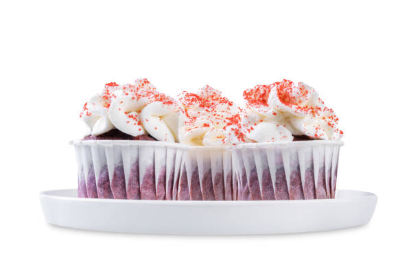 istock Red velvet cupcake with cream cheese for Valentine's day on a white isolated background 1920336961