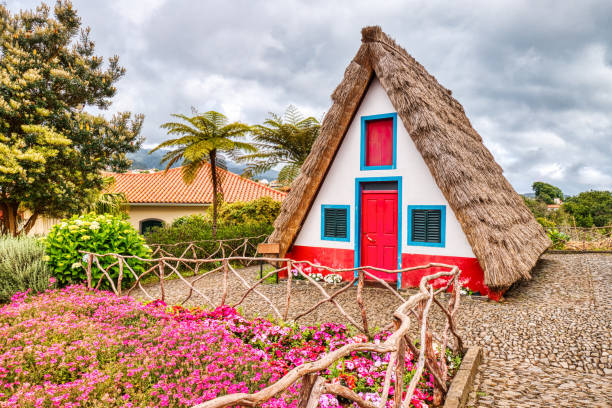 Traditional Houses on Madeira during a Cloudy Day, Portugal