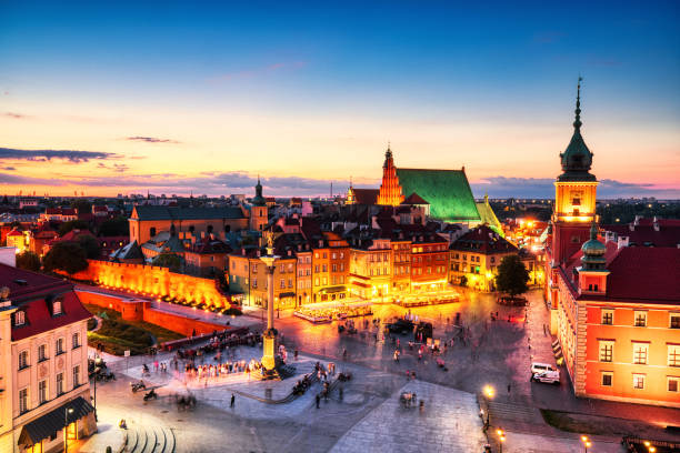 istock Warsaw Old Town Aerial view during Dusk 1920371581