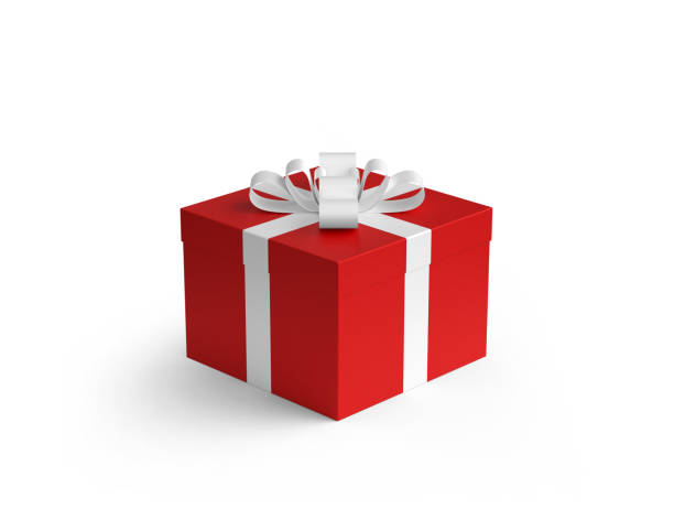 istock Gift box with white ribbon isolated on white background 1920408987