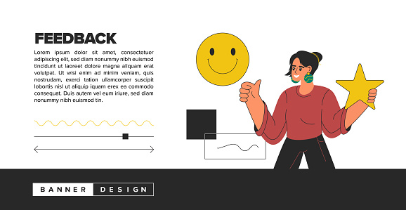 Feedback illustrations concept. Trendy vector style and banner design. Satisfaction, review, rating, positive emotion.