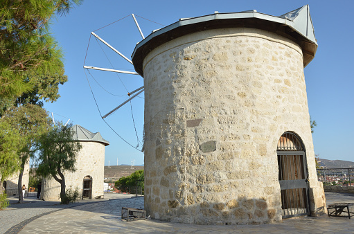 Historical symbolic windmills of Alacati, Izmir