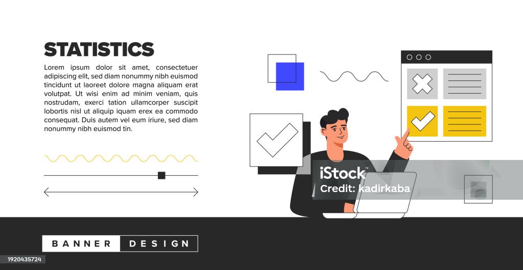 Statistical Methods Banner Statistics Review Illustrations Concept Trendy Vector Style And Banner ...