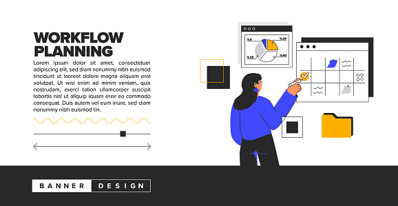 Workflow planning illustrations concept. Trendy vector style and banner design.