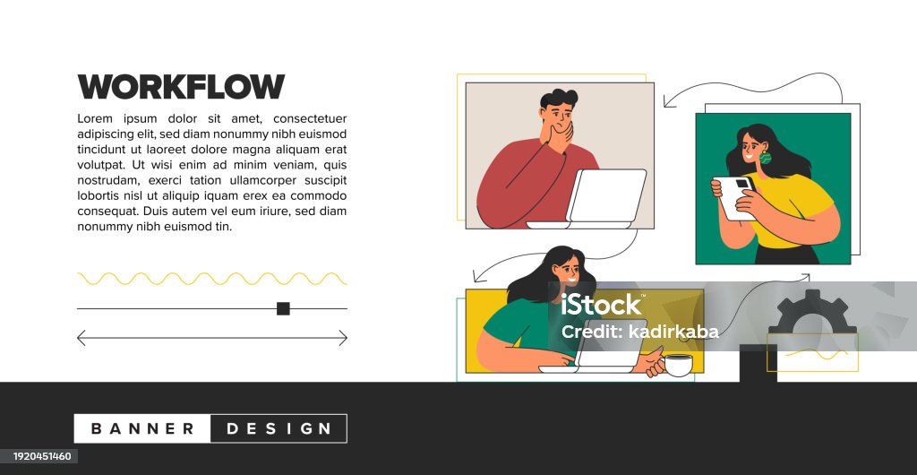 Workflow Banner Design Workflow Illustrations Concept Trendy Vector Style And Banner Design ...