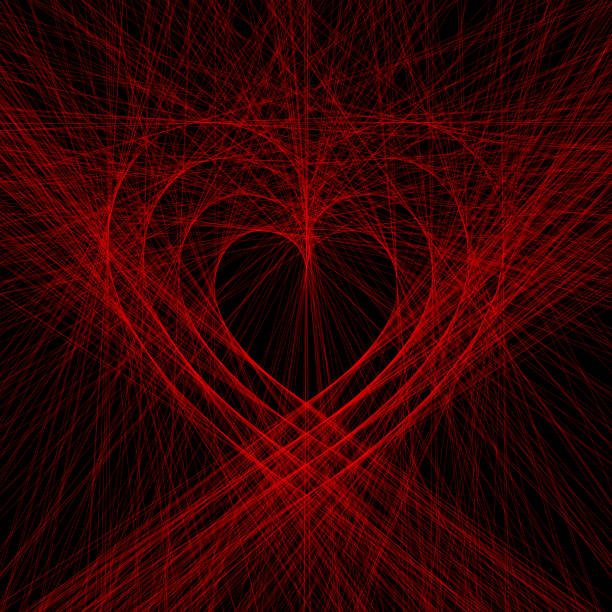 illustrazioni stock, clip art, cartoni animati e icone di tendenza di linee rosse a forma di cuore su sfondo nero - black background love care red