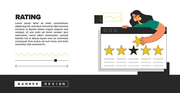 Rating illustrations concept. Trendy vector style and banner design. Voting, satisfaction, surveyor, choice.