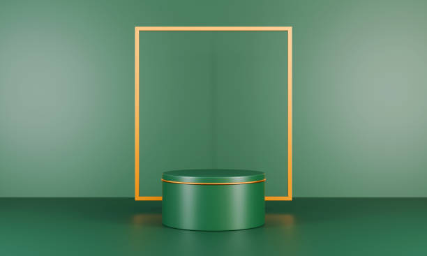 istock Green 3d pedestal geometric award arena 1920569760