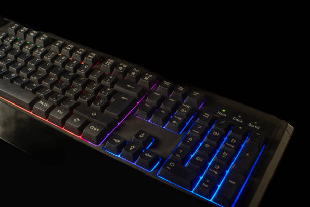 istock Gaming keyboard with RGB light on black background 1920593272