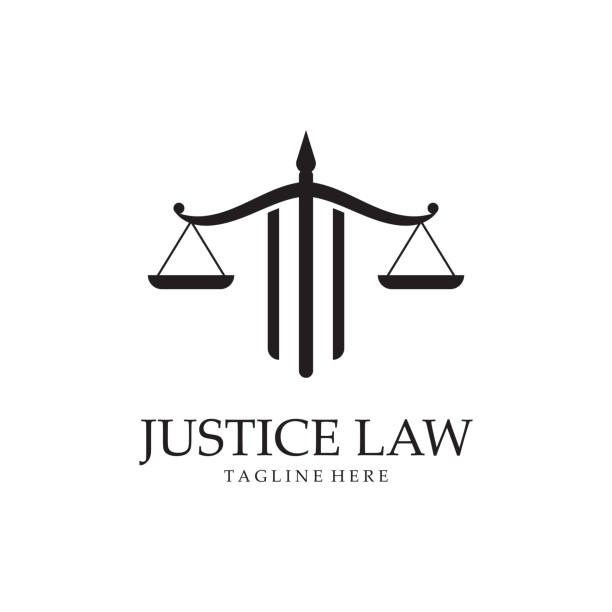 illustrations, cliparts, dessins animés et icônes de illustration vectorielle de modèle de logo de droit de justice - balance de la justice
