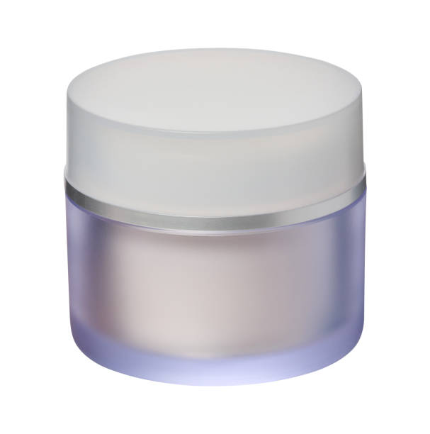 istock Glass jar with cosmetic cream, plastic lid. Isolated background 1920639169