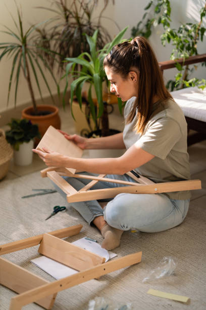 Assembling a wooden piece of furniture