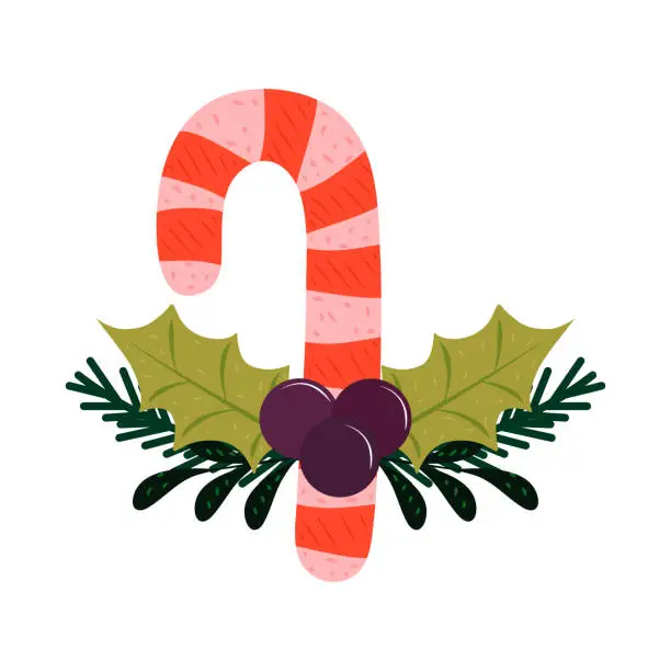 Vector illustration of peppermint cane christmas