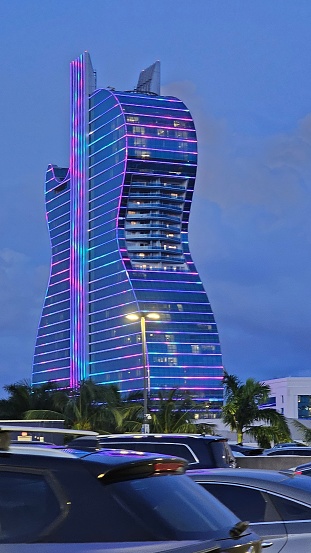 Image of the Hard Rock Guitar Hotel before the light show