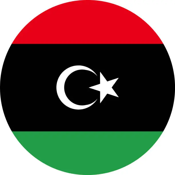 Vector illustration of Libya flag button on white background vector illustration.