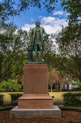 Statue of George Washington now in Marigny park after vandalized by Public Library in New Orleans