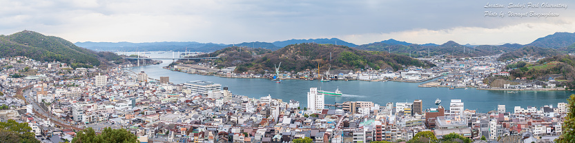 Panorama view Onomichi Port City from Mt.Senkoji in Hiroshima, Japan