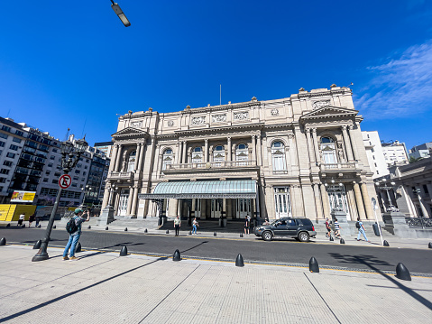 Beautiful view Plaza Lavalle, the theater, Supreme Court, and the beautiful buildings in the city of Buenos Aires