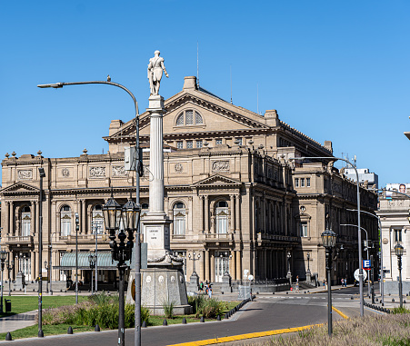 Beautiful view Plaza Lavalle, the theater, Supreme Court, and the beautiful buildings in the city of Buenos Aires