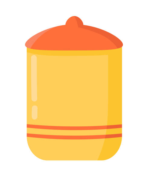 Cereal-jar Small jars for dry spices and cereals in a flat style. Objects Are Repainted. blank cereal box clip art stock illustrations